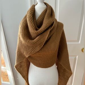 ZARA Accessories Oversized Knit Scarf / Wrap – Camel Brown